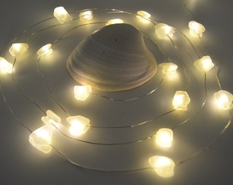 Handgemaakte zeeglazen lichtslingers: stranddecor, 7,2 ft