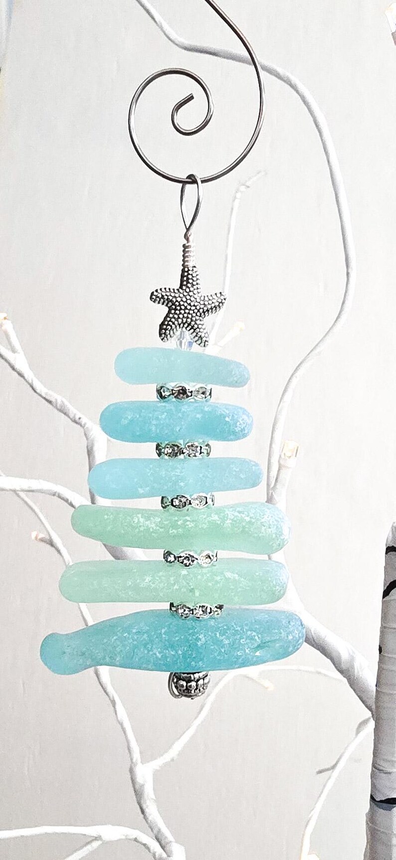 Handcrafted Sea Glass Tree Ornament/genuine Sea Glass Ornament/unique