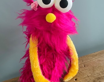 Charlotte,  Professional Handpuppet, Practice Puppet, Junior Puppet, Monster Puppet, Muppet, Fur Monster, Ventriloquism, Rod Puppet, elmo