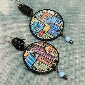 Boho recycled earrings, Handmade, Tribal, hippie, vintage, unique, gift for her, lightweight