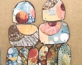 Handmade Earrings, Recycled, Autumn Vibe