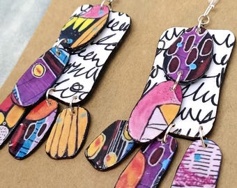 Pendientes hechos a mano, estilo bohemio, reciclados