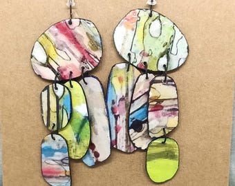 Pendientes hechos a mano, estilo bohemio, reciclados