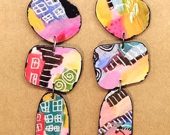 Handmade Earrings, Recycled, Boho