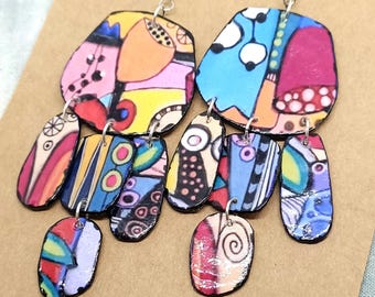 Handmade Earrings, Recycled, Boho, Eclectic