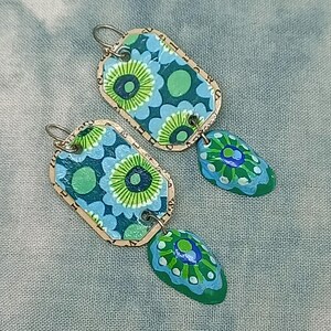 Boho recycled earrings, Handmade, Tribal, hippie, vintage, unique, gift for her, lightweight