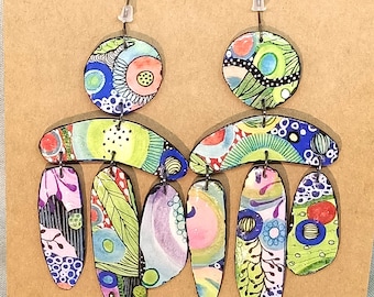 Handmade Earrings, Boho, Floral, recycled