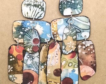 Pendientes hechos a mano, estilo bohemio, reciclados
