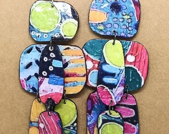 Pendientes hechos a mano, estilo bohemio, reciclados