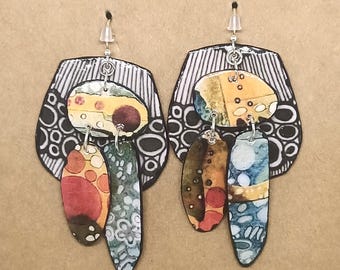 Handmade Earrings, Autumn Vibe, Eclectic, Recycled