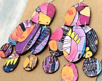 Pendientes hechos a mano, únicos, estilo bohemio, reciclados.