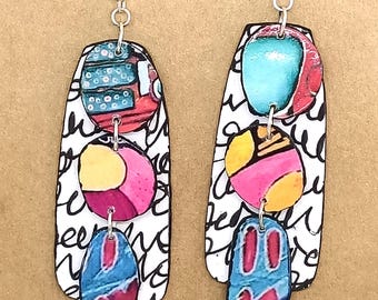 Handmade Earrings, Boho, Floral, Recycled