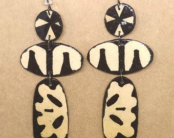 Handmade Earrings, Pacific Island Style, Recycled