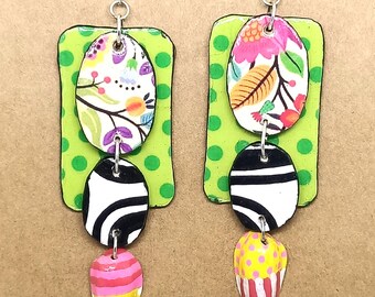 Handmade Earrings, Boho, Recycled