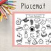 Placemat Printable for Kids |food Alphabet|reusable or Toss Away, Self ...