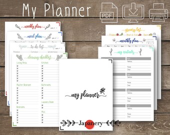 My Planner: Minimalist personal family planner| Grocery | Cleaning | Weekly | Monthly | Undated | Contacts