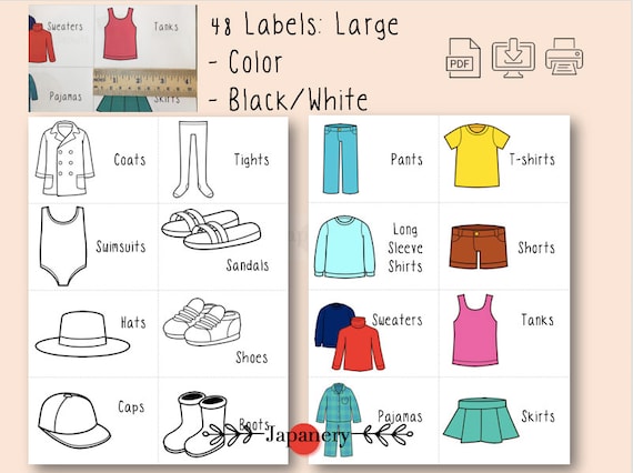 Clothing Labels closet Organization Practical Life Skill Montessori Konmari  Kids Clothes 