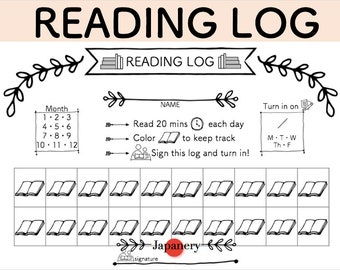 Reading Log Printable---Simple Minimalist| Homeschool | Teacher | School | Reading Tracker
