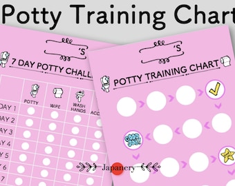 Potty Training Chart [PINK] Printable|Kids Toilet Training Reward Chart Self Print Download