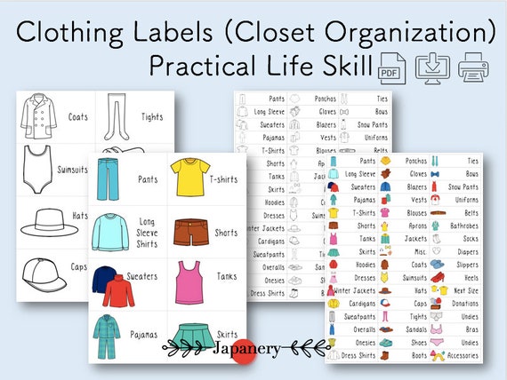 Clothing Labels closet Organization Practical Life Skill Montessori Konmari  Kids Clothes 