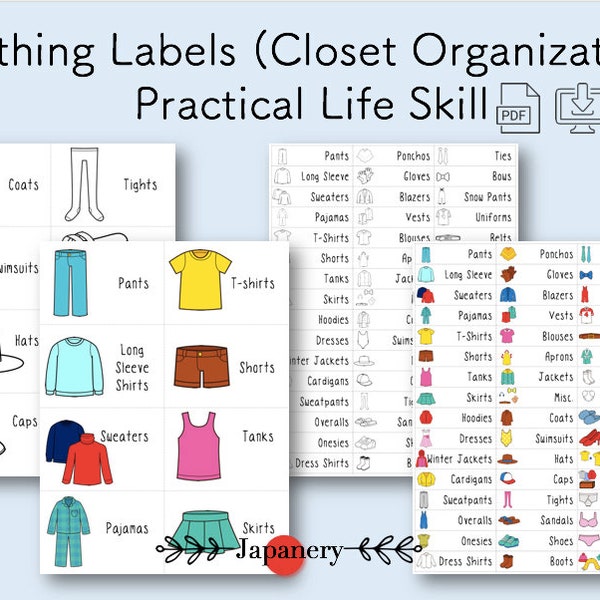 Clothing Labels [Closet Organization] Practical Life Skill | Montessori | KonMari Kids Clothes