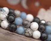 Anxiety Angelite Bracelet, Howlite Bracelet for Women, Calming Stone Bracelet, Blue Beaded Bracelet, Grey Jasper Bracelet, Anxiety Gift
