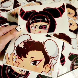 Adhesivo de Chun Li y Juri Han de Street Fighter