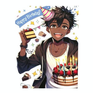 Postkarten Set, Alles Gute zum Geburtstag Anime Manga Bruder Grußkarten (1, 10, 30, 50 Stück), Geschenk für Geschwister, Comic Charakter Feier Briefpapier