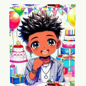 Anime Manga Kleiner Junge Geburtstagsgrußkarten, Briefpapier-Set, Mitteilungskarten, niedliche Kawaii Karten, Geburtstagseinladungen, Partyzubehör