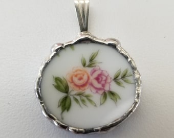 Roses Broken China Pendant