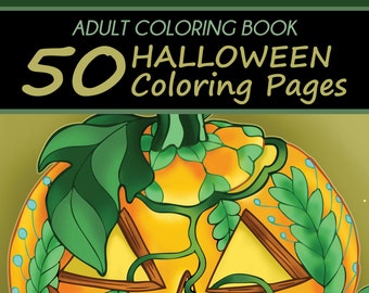 Halloween Coloring Book: 50 Unique Art Pages (PDF Pattern)