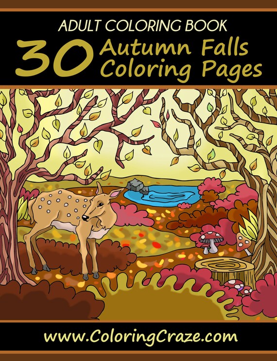 Download Adult Coloring Book 30 Autumn Falls Coloring Pages Flowers Etsy