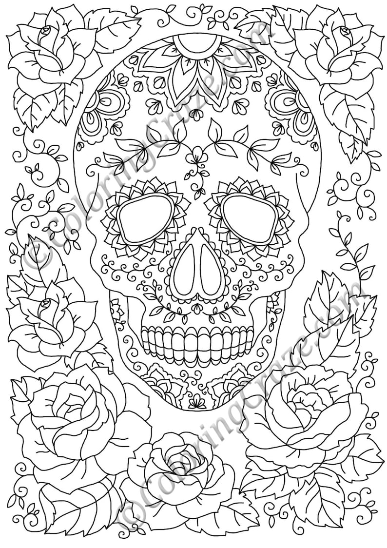 Day of the Dead Coloring Page 12 DIGITAL printable PDF - Etsy