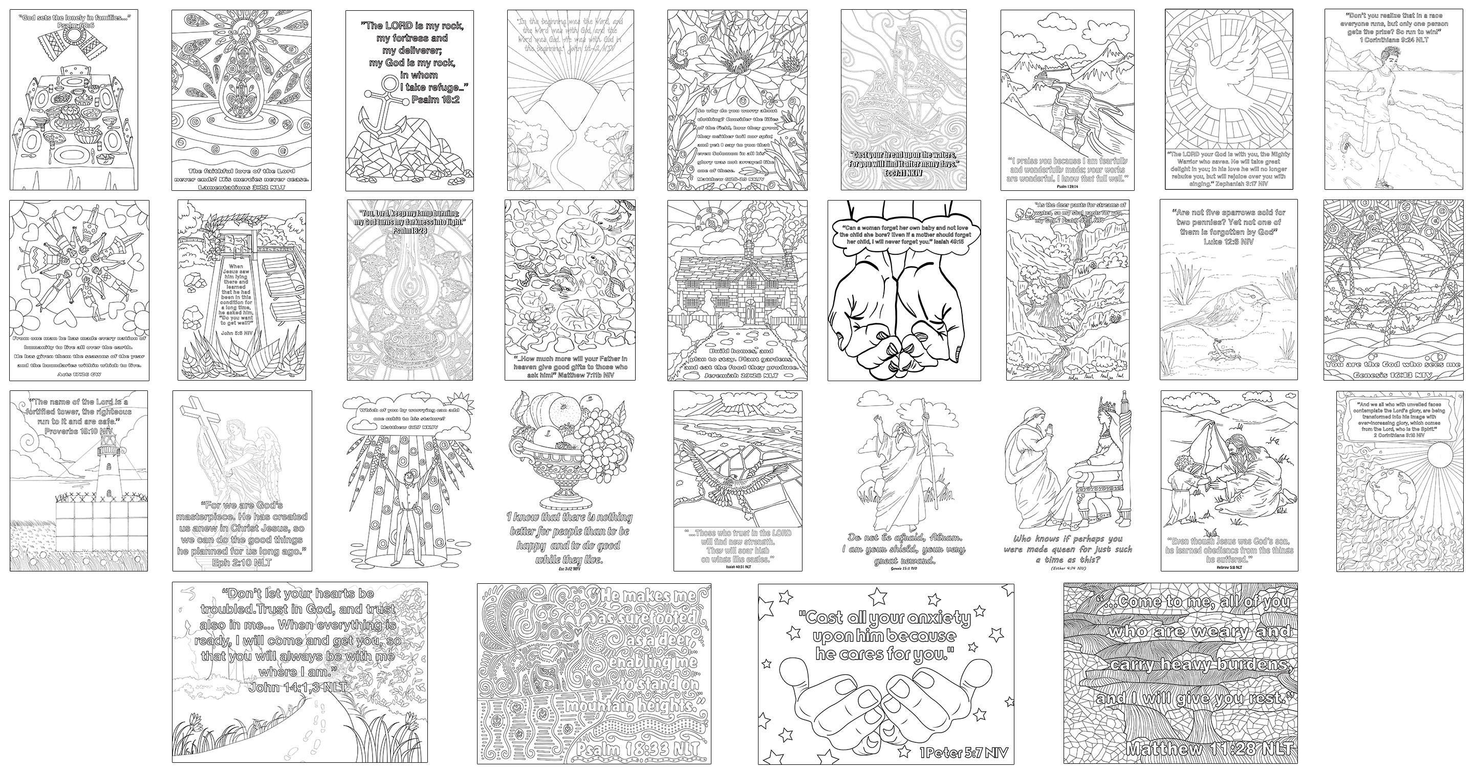 Christian Coloring Book: 30 Coloring Pages With Inspiring Biblical ...