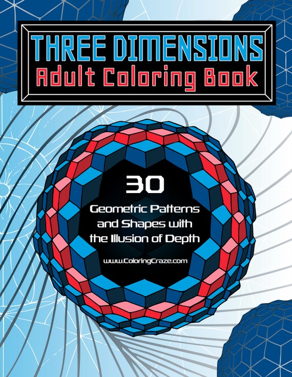 Download Adult Coloring Book Three Dimensions 30 Geometric Coloring Etsy