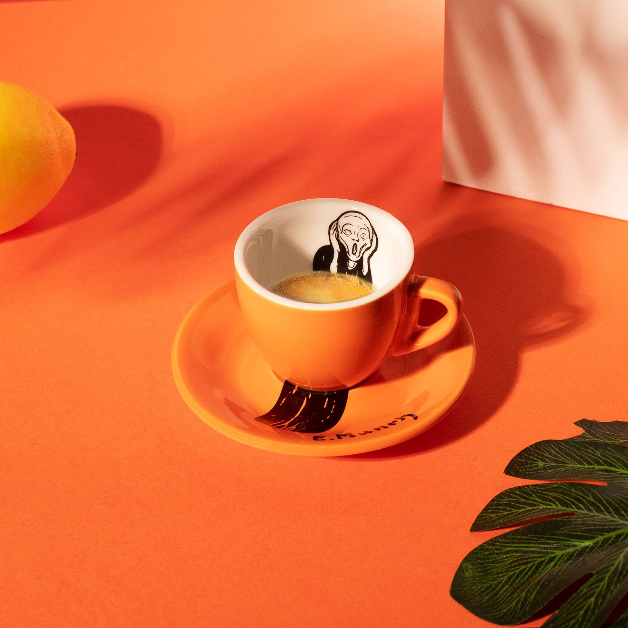2oz Orange Espresso Cup and Saucer Extra Small Espresso Coffee Cup