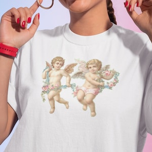 Cherub Cupid Angel Shirt Cupid Angel Cherub Tee Cute Greek Gods Cupids Y2K Fashion Indie Aesthetic Casual Shirt Oversized T-shirt Cute 00s