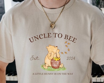 Personalized Uncle Bear Shirt Uncle to Be Shirt Pregnancy Reveal Winnie the Pooh Tshirt Gift Future Uncle Gift Pooh Party Gift for Uncle