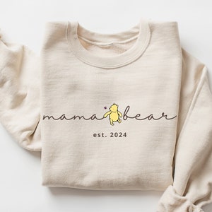 Personalized Mama Bear Winnie The Pooh Sweatshirt Mama Est Sweatshirt Gift for Mom Mothers Day Thoughtful Gifts for Mom Custom Mama Crewneck