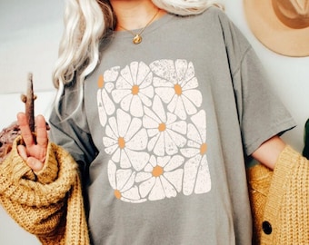 Comfort Colors Boho Flower Shirt Retro Flower Shirt Boho Flower Shirt Vintage Floral Shirt Flower Market Shirt Gift for Plant Mom Spring Tee