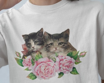 ITZAVIBE☆CAT WITH A FLOWER T SHIRT MUSINSA | ITZAVIBE CAT WITH A FLOWER T SHIRT