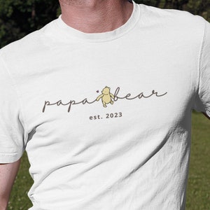 Personalized Papa Bear Winnie the Pooh Tshirt Classic Winnie the Pooh Shirt for Birthday Party First Time Dad Gift Custom Tee
