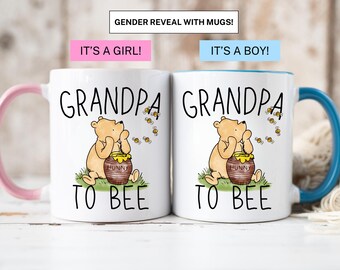 Gender Reveal Mug Pregnancy Announcement Grandparent mug Grandpa To Bee Mug Winnie the Pooh Mug for Grandparents