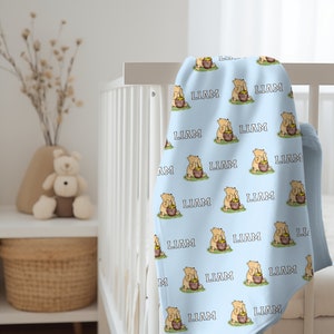 Personalized Name Baby Swaddle Girl Nursery Decor Neutral Baby Swaddle Blanket Baby Boy Swaddle Pooh Nursery Decor Custom Swaddle Blanket
