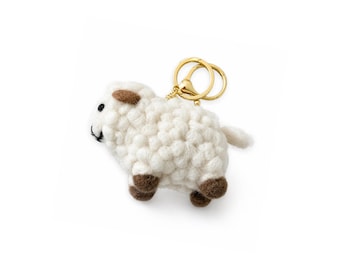Handmade Sheep Bag Charm and Keychain Unique Felt Charm