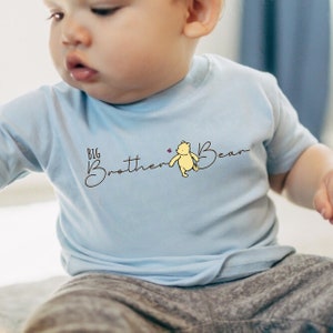 Big Brother Shirt Promoted to Big Brother Bear Tshirt Big Bro Tee Classic Winnie the Pooh Shirt Baby Announcement Gift Matching Family Shirt