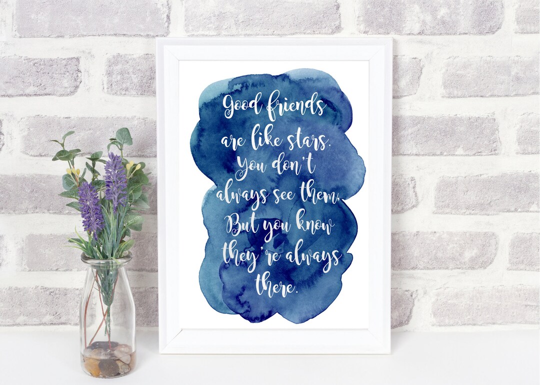 Friendship Printable Quote, Good Friends Are Like Stars, Friend Print ...