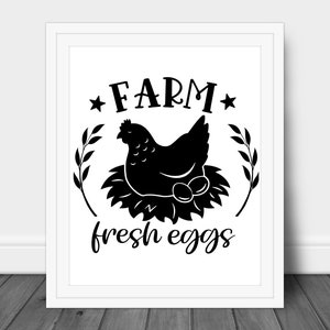Farm Fresh Eggs, Farmhouse Decor, Kitchen Decor, Printable Farmhouse Decor