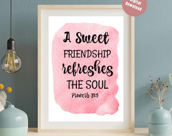 Friendship Proverbs 27:9 Bible Verse Printable Wall Art (Digital Download)