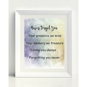 Memorial Poem | Memorial Sign | Deceased Loved One | Never Forget You